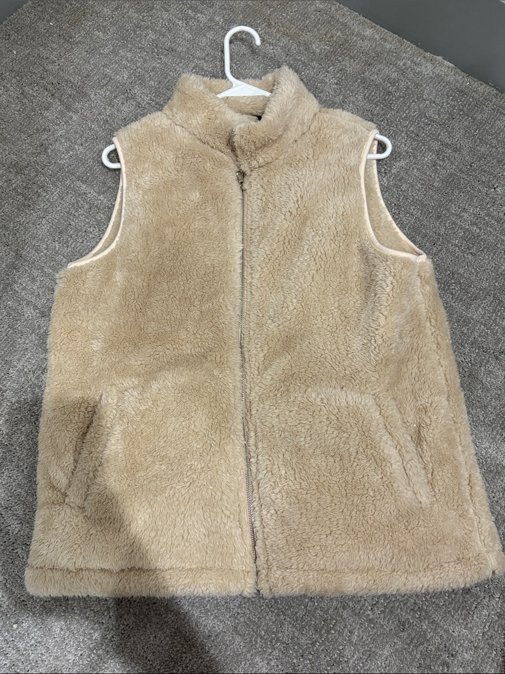 Cozy Tan Faux Shearling Zip Vest
